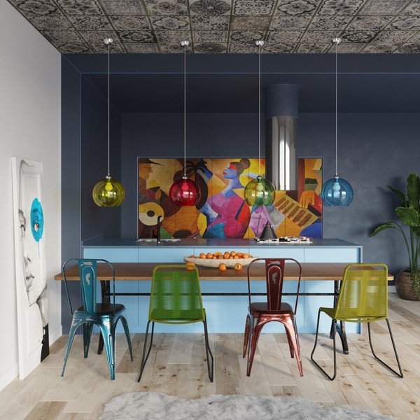 Modra viseča svetilka s steklenim senčnikom ø 30 cm Bilbao – Sollux-image-3