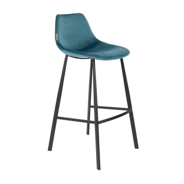 Komplet 2 barskih stolov petrolejno modre barve z oblazinjenjem iz žameta Dutchbone, višina 106 cm