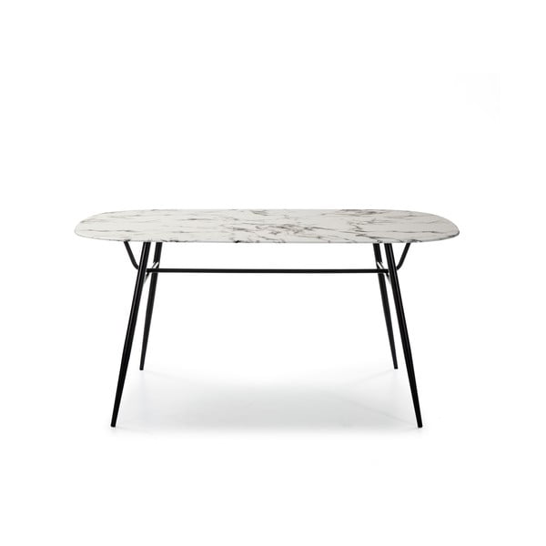 Bela jedilna miza s stekleno ploščo v marmornem dekorju Marckeric Alina-image-2