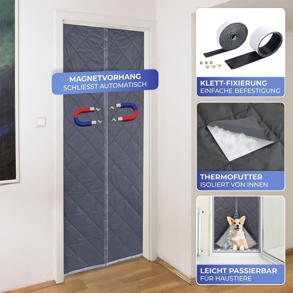 Siva/srebrna izolacijska zavesa za vrata 90x200 cm – Maximex-image-3