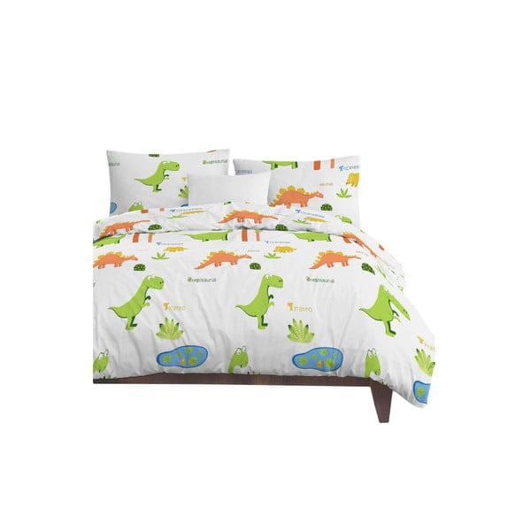 Bela enojna otroška posteljnina 140x200 cm Dinolar – Mijolnir