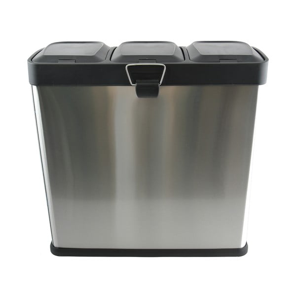 Jeklen koš za smeti za ločevanje odpadkov v mat srebrni barvi s pedalom 3x20 l Tri Selectif – MSV-image-4