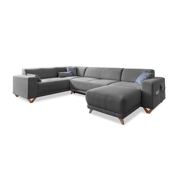 Siva raztegljiva/s prostorom za shranjevanje kotna sedežna garnitura (levi kot/v obliki črke "U") Classy Sophie – Miuform