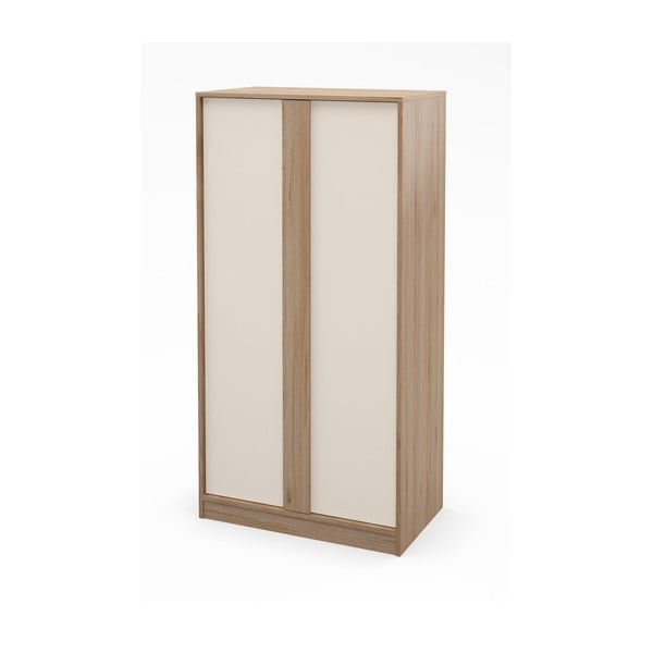 Kremno bela garderobna omara v hrastovem dekorju 90x180x53 cm Dennis – Marckeric-image-3