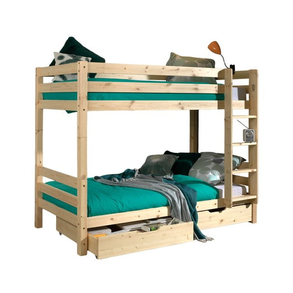 Pograd otroška postelja iz masivnega bora s prostorom za shranjevanje v naravni barvi PINO – Vipack
