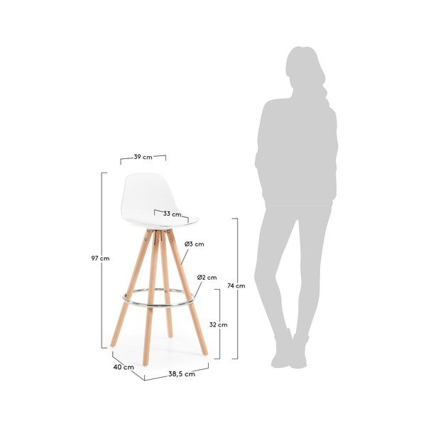 Komplet 2 belih barskih stolčkov La Forma Stag-image-1