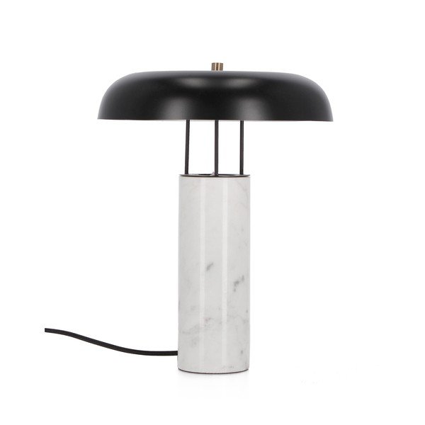 Črno-bela marmorna namizna svetilka s kovinskim senčilom (višina 33 cm) Kaithal – Bizzotto