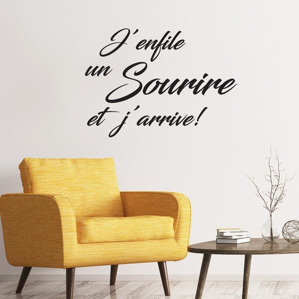 Črna nalepka Ambiance Citat Sourire Et J'arrive-image-1