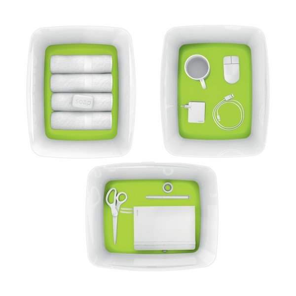 Belo-zelena škatla za shranjevanje s pokrovom Leizt MyBox, 18 l-image-2