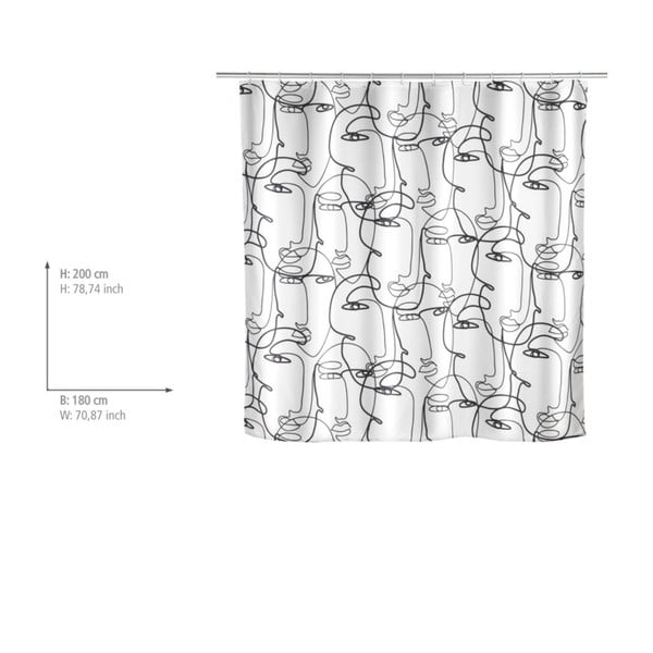 Črno-bela tuš zavesa Wenko Faces-image-1