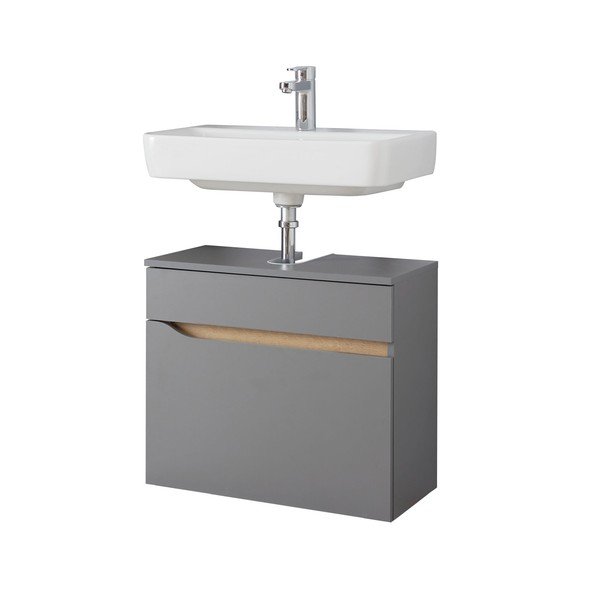 Siva omarica za pod umivalnik 60x53 cm Set 357 - Pelipal-image-4