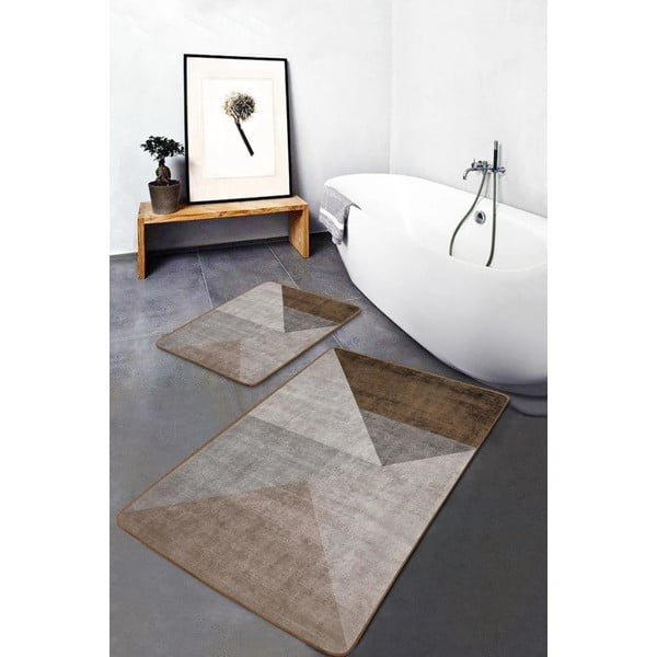 Sivo-rjave žametne kopalniške preproge v kompletu 2 ks 60x100 cm – Mila Home-image-1