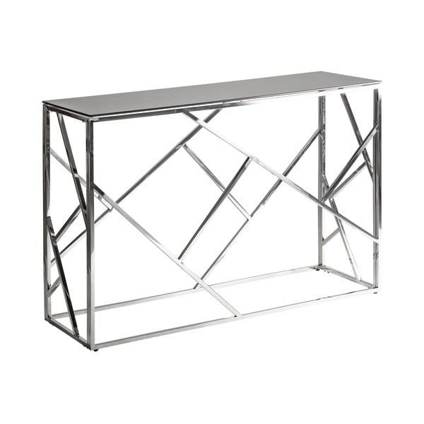 Stranska mizica s stekleno mizno ploščo v srebrni barvi 40x120 cm Manhattan – Burkina