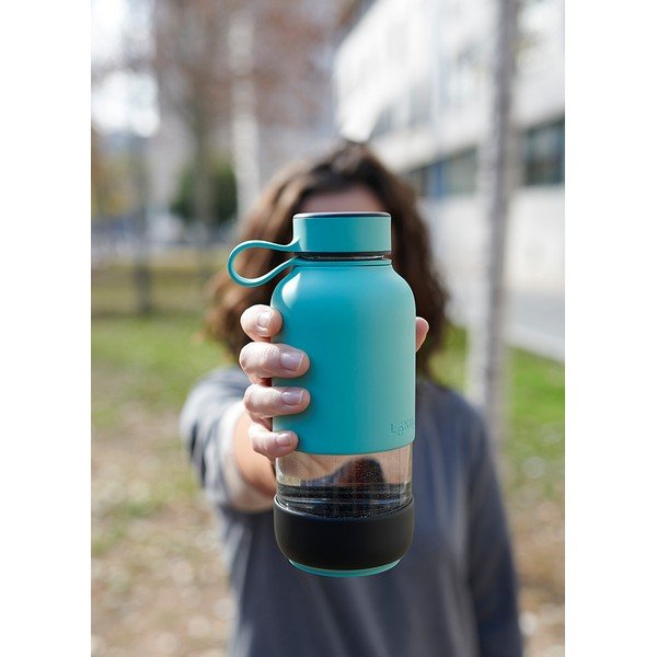 Turkizna steklena steklenica za vodo za na pot 500 ml To Go – Lékué-image-3