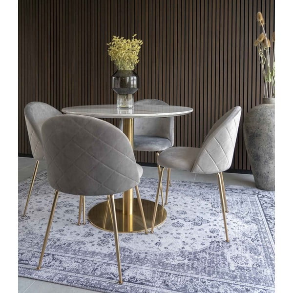 Okrogla jedilna miza z mizno ploščo v marmornem dekorju ø 90 cm Bolzano – House Nordic-image-1