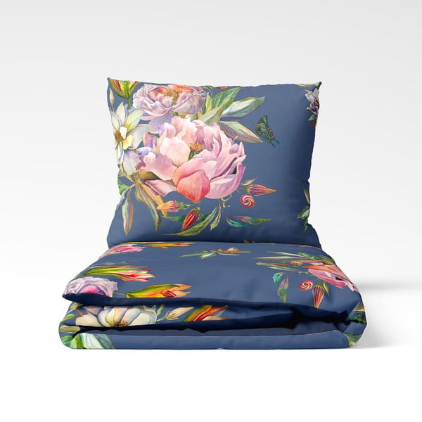 Mornarsko modra posteljnina iz bombažnega satena Bonami Selection Floret, 200 x 220 cm-image-2