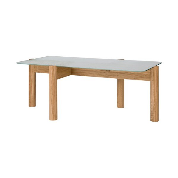 Klubska mizica s stekleno mizno ploščo v naravni barvi 55x105 cm Kob – noo.ma