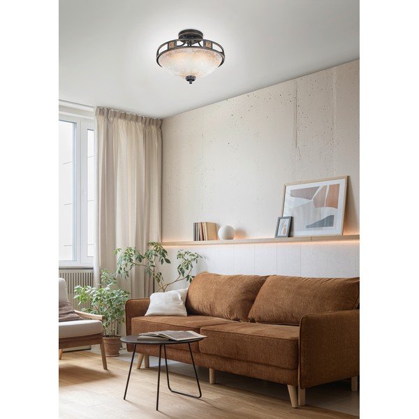 Črna stropna svetilka s steklenim senčilom ø 42 cm Quinta – Trio-image-2