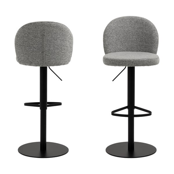 Črno-siv barski stol z nastavljivo višino (višina sedeža 55 cm) Patricia – Actona-image-3