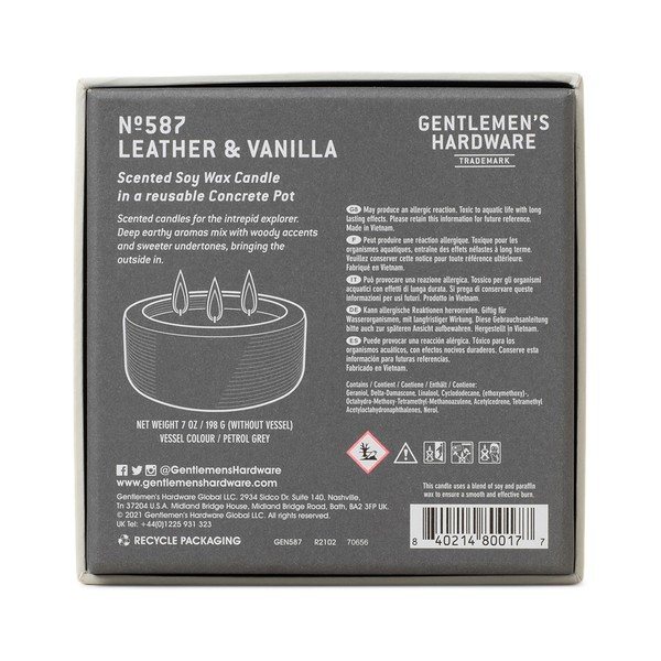 Dišeča sveča iz sojinega voska čas gorenja 40 h Leather & Vanilla – Gentlemen's Hardware-image-3