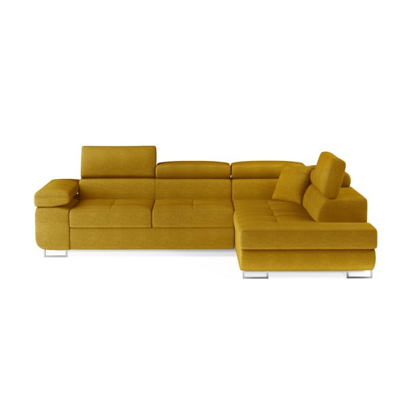 Rumena raztegljiva/s prostorom za shranjevanje kotna sedežna garnitura (desni kot/v obliki črke L) Anton – ELTAP
