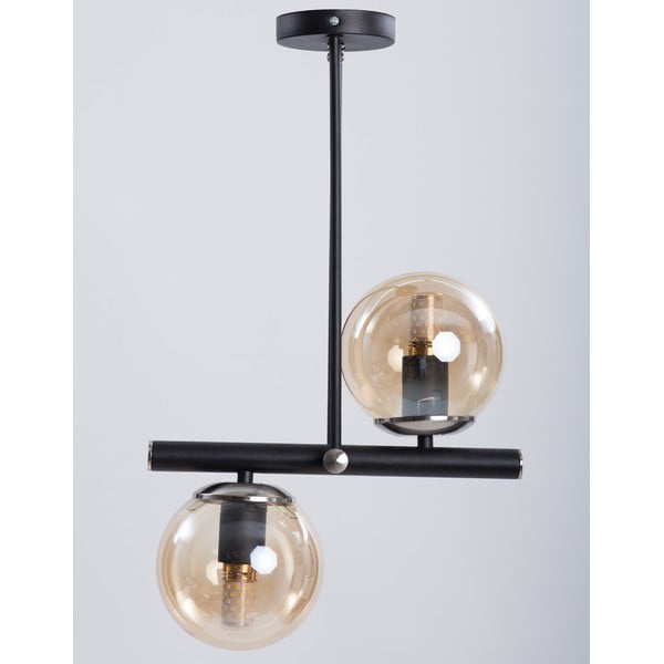 Črna stropna svetilka s steklenim senčilom ø 15 cm Libra – Squid Lighting