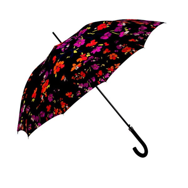 Črni dežnik za britje z barvnimi detajli Cvet, ⌀ 116 cm