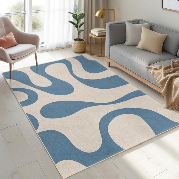 Modra pralna preproga 80x150 cm Blue Latte – Mila Home-image-2