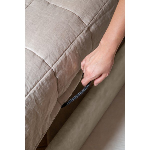 Bež oblazinjena postelja s prostorom za shranjevanje in letvenim dnom 90x200 cm Dreamy Aurora - Miuform-image-3