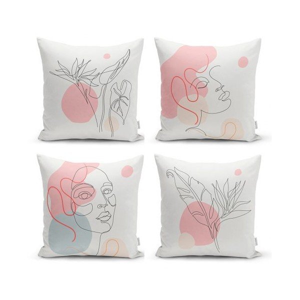 Komplet 4 dekorativnih prevlek za vzglavnik Minimalist Cushion Covers Minimalist Woman, 45 x 45 cm