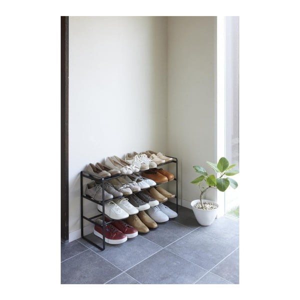 Črn nastavljivo stojalo za čevlje s 3 nivoji YAMAZAKI Maebashi-image-2