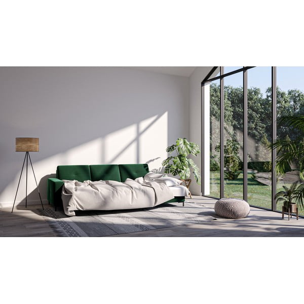 Temnozelena žametna sedežna garnitura Ghado Moor, desni kot-image-1