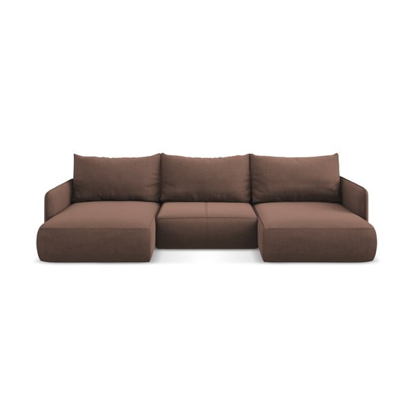 Rožnata raztegljiva/s prostorom za shranjevanje kotna sedežna garnitura Nanea – Makamii