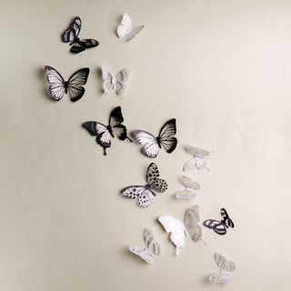 Komplet 18 3D nalepk Ambiance Butterflies Chic