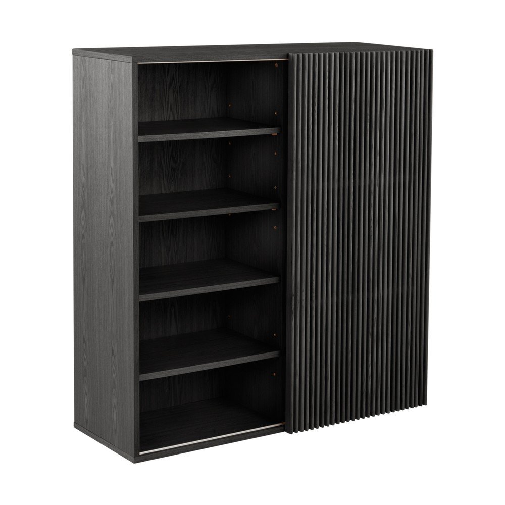 Črn set za hodnik v jesenovem dekorju 110x120x40 cm Sion