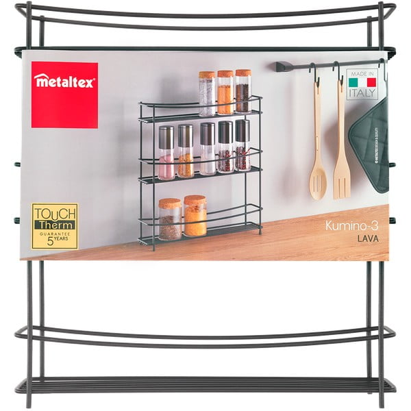 Črno stojalo za začimbe s tremi nivoji Metaltex Kumino Lava-image-3