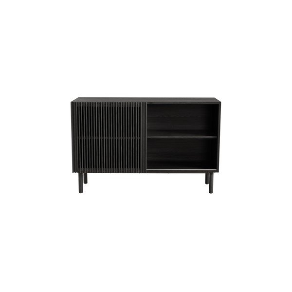 Črna omarica v jesenovem dekorju z drsnimi vrati 124x80x45 cm Sion – Jotex-image-4