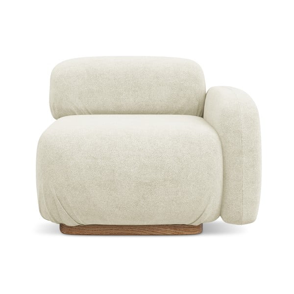 Kremno bel modul za sedežno garnituro iz tkanine bouclé (desni kot) Ailani – Makamii