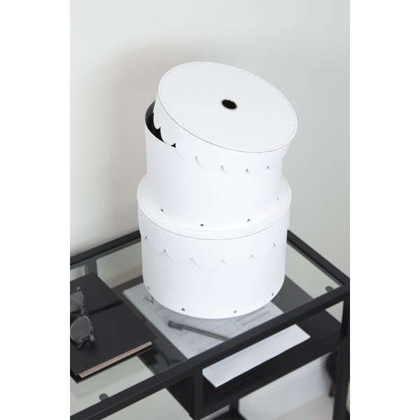 Bele kartonaste škatle za shranjevanje v kompletu 2 ks s pokrovom ø 26x17,5 cm Wilma Paper Laminate – Bigso-image-1