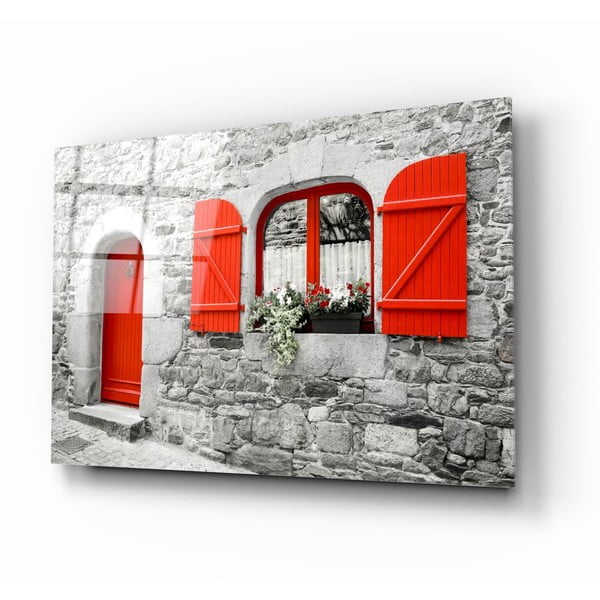Steklena slika Insigne Red Door and Window