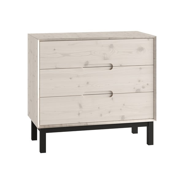 Bela nizka otroška komoda iz masivnega bora 100x91 cm Country – Pinio-image-2