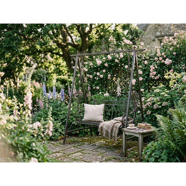Črna kovinska vrtna gugalnica Kari - Garden Pleasure-image-3