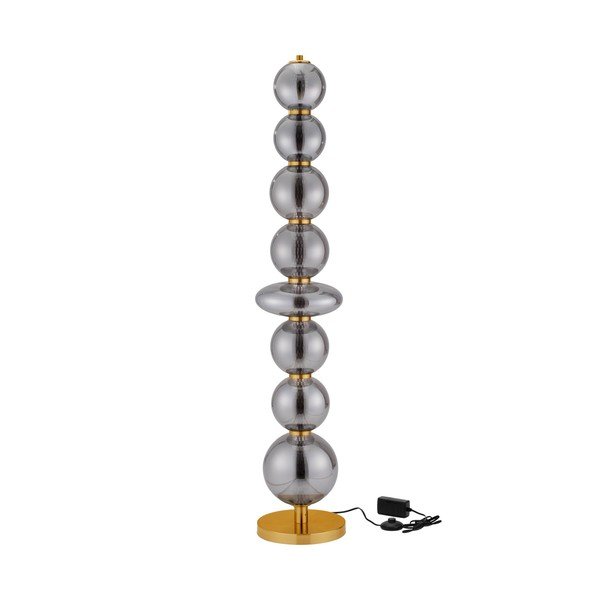 Siva kovinska LED zatemnitvena stoječa svetilka s steklenim senčilom (višina 140 cm) Navi – Nova Luce