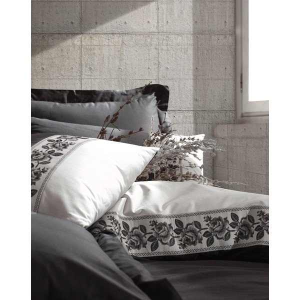 Siva bombažna posteljnina z rjuho Cotton Box Rosinda, 200 x 220 cm-image-2