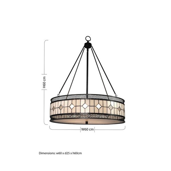 Kovinska viseča svetilka s steklenim senčilom ø 60 cm Waldorf – Premier Housewares-image-4