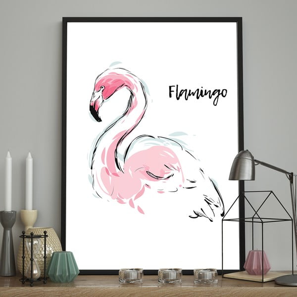 Plakat DecoKing Flamingo Akvarel, 100 x 70 cm