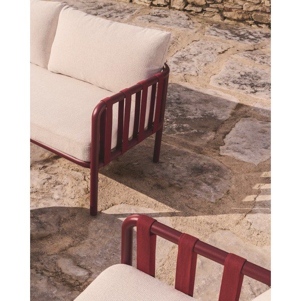 Rdeča/bež aluminijasta vrtna garnitura za 4 osebe Omala – Kave Home-image-3
