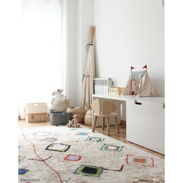 Kremno bela pralna ročno tkana bombažna preproga 140x200 cm Kaarol – Lorena Canals-image-3