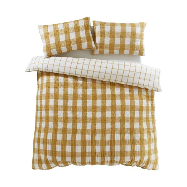 Rumena enojna flanelna posteljnina 135x200 cm Gingham Check – Catherine Lansfield-image-2