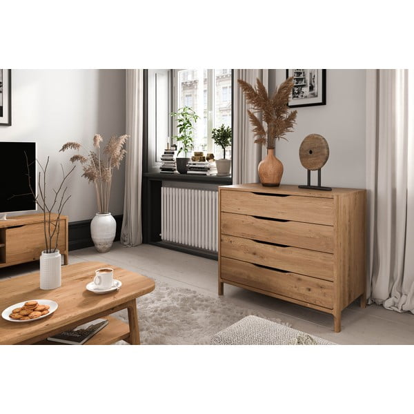 Nizka komoda iz masivnega hrasta 95x80 cm Twig – The Beds-image-1